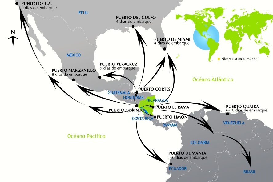 PRONicaragua, basado en información de la Empresa Portuaria Nacional (EPN), Maersk y APL Logistics, 2012