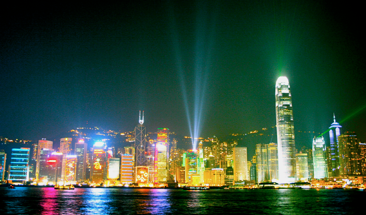 Hong Kong coast line at night